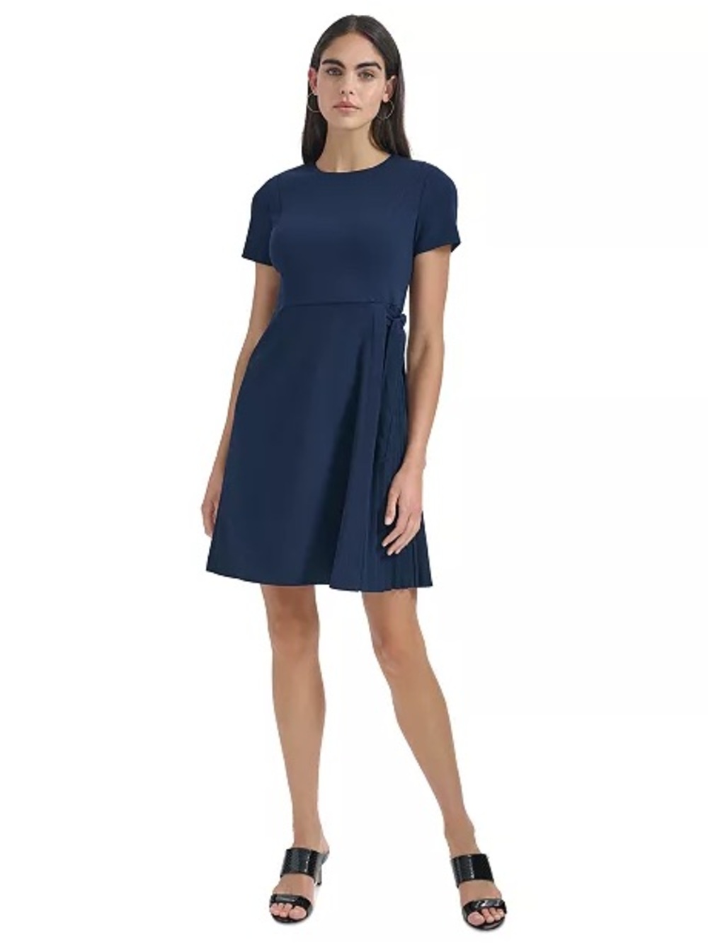 Women's Short-Sleeve Crewneck Fit & Flare Dress